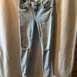 Forever 21 Light Blue Distressed Skinny Jeans